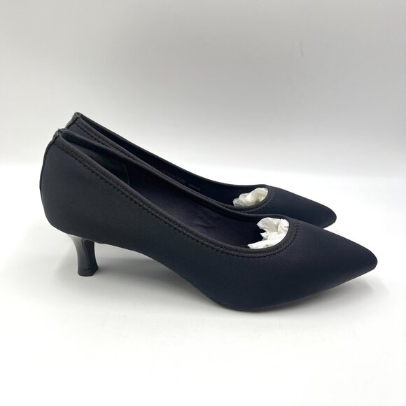 8W 8 WIDE WIDTH Rockport Total Motion Kaiya Black Kitten Heels Pumps Shoes - Picture 1 of 14